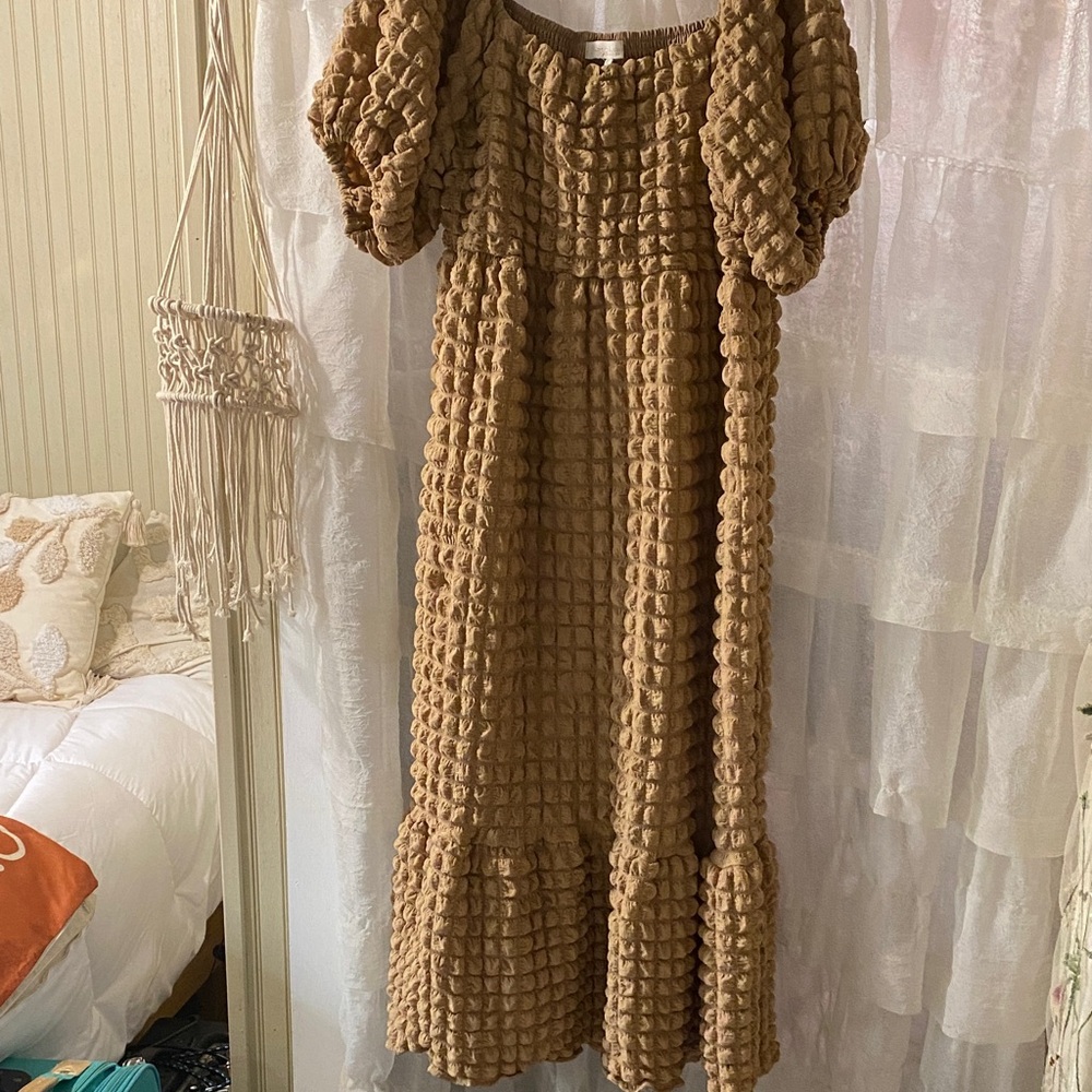 Simply Southern Textured Brown Midi Dress